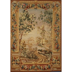 Hand-woven Aubusson Weave Wool Tapestry