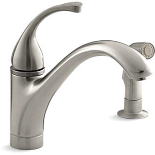 Kohler K-10416-BN Vibrant Brushed Nickel Forte Single-Control Kitchen Sink Faucet With Sidespray And Lever Handle