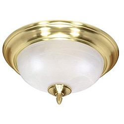 Energy Star 2-light Brass Alabaster Glass Flush Mount Light