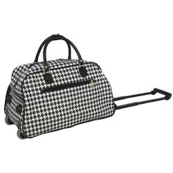 World Traveler 21-inch Houndstooth Carry On Rolling Upright Duffel Bag