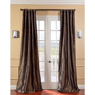 Exclusive Fabrics Solid Faux Silk Taffeta Mushroom Curtain Panel
