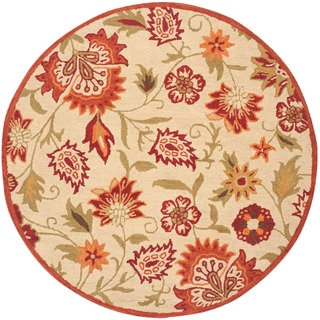 Safavieh Handmade Blossom Paisley Beige Wool Rug (6' Round)