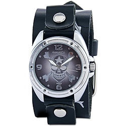 Nemesis Men's Skull and Crossbones Leather Band Watch