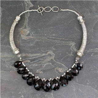 Sterling Silver 'Regal India' Onyx Choker (India)