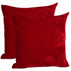 Red Velvet Feather and Down Filled Throw Pillows (Set of 2)