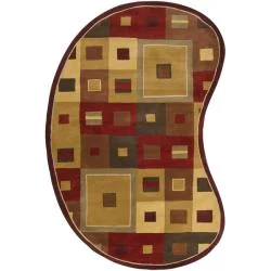 Hand-tufted Contemporary Red/Brown Geometric Square Mayflower Burgundy Wool Abstract Rug (8' x 10' K