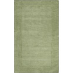 Hand-crafted Moss Green Tone-On-Tone Bordered Wool Rug (3'3 x 5'3)