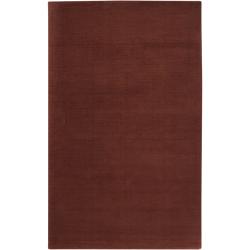 Hand-crafted Rust Red Solid Casual Ridges Wool Rug (12' x 15')