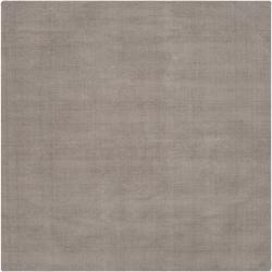 Hand-crafted Solid Grey Casual Ridges Wool Rug (8' Square)