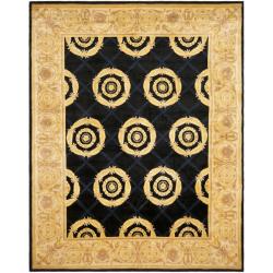 Asian Hand-knotted Medallion Navy/ Ivory Wool Rug (8' x 10')