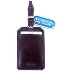 Leatherbay Burgundy Buff-calf Leather Luggage Tag with Rounded Edges