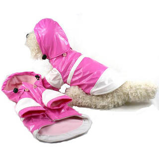 Pet Life Extra Small Pink and White Hooded Raincoat