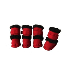 Duggz Large Snuggly Shearling Red Pet Boots (Set of 4)