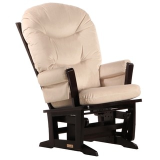 Dutailier Espresso Wood Glider with Microfiber-Fabric Upholstery