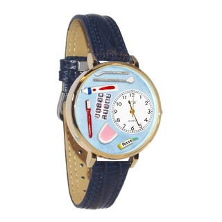 Whimsical Women's Dentist Theme Navy Blue Leather Watch