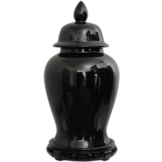 Porcelain 18-inch Solid Black Temple Jar (China)