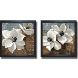 Lanie Loreth 'White Magnolias I and II' Framed 2-piece Canvas Art Set
