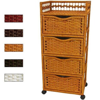 Natural Fiber Wheeled 4-drawer Chest of Drawers (China)