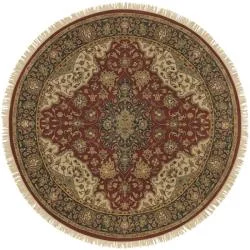 Hand-knotted Finial Burgundy Burgundy Wool Rug (8' Round)
