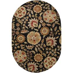 Hand-tufted Whimsy Black Wool Rug (8' x 10' Oval)