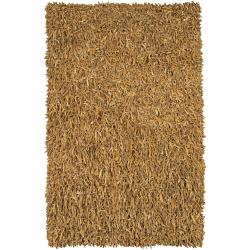 Artist's Loom Hand-woven Natural Eco-friendly Leather Shag Rug (2'x6')
