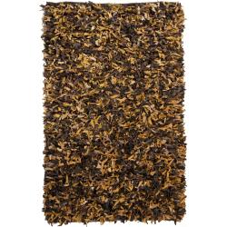 Artist's Loom Hand-woven Natural Eco-friendly Leather Shag Rug (2'x6')