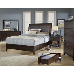 Cushioned Back Queen-size 4 Drawer Wood Storage Bed