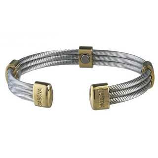 Sabona Trio Cable Stainless Steel and 18k Gold-plated Magnetic Bracelet