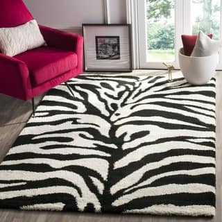 Safavieh Zebra Shag Off-White/ Black Rug (5'3 x 7'6)