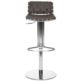 Safavieh 22.8-31.9-inch Deco Brown Leather Seat Stainless Steel Adjustable Bar Stool
