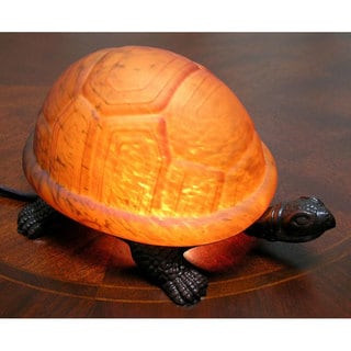 Warehouse of Tiffany Amber Turtle Accent Lamp