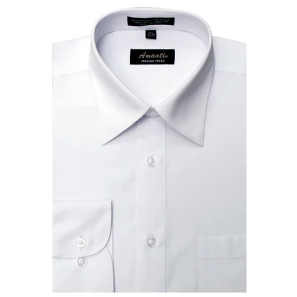 Men's Wrinkle-free White Cotton/Polyester Dress Shirt