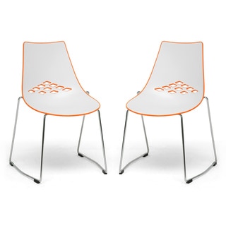 Jupiter White and Orange Plastic Modern Dining Chairs (Set of 2)