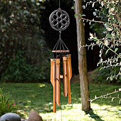 Handmade Bamboo Carved Flower Power Wind Chime (Indonesia)