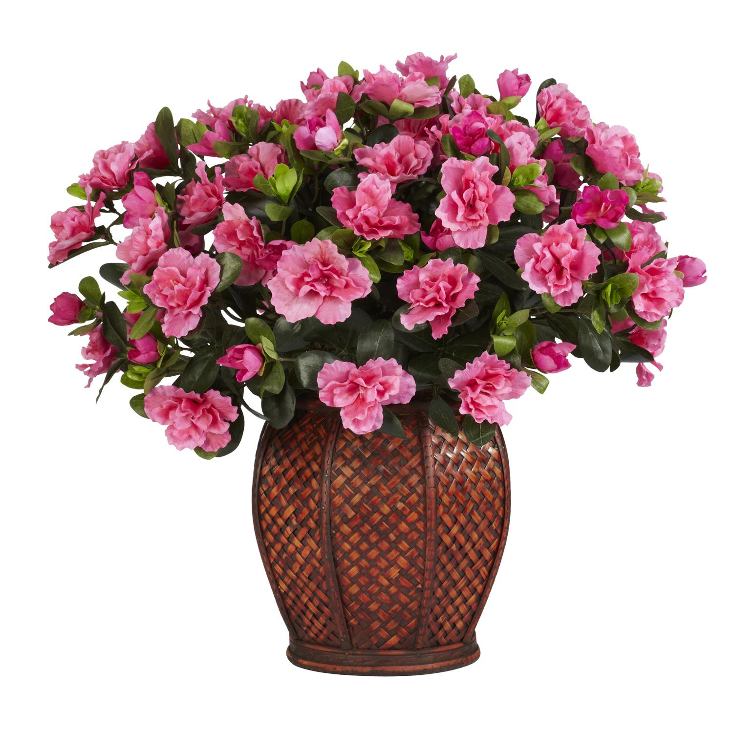 Silk Azalea Plant with Vase