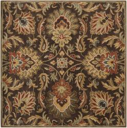 Hand-tufted Grand Chocolate Brown Floral Wool Rug (6' Square)