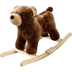 Happy Trails Handcrafted Wood Plush Rocking Barry Bear with Sounds