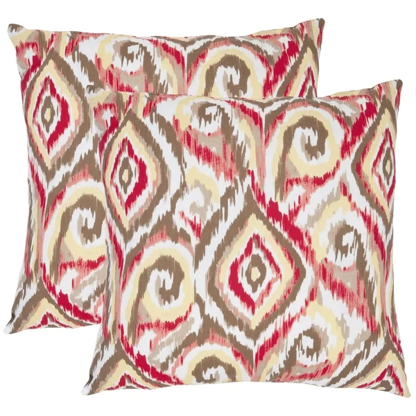 SAFAVIEH Ikat 22-inch Brown/ White Decorative Pillows (Set of 2)