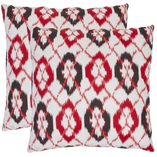 Safavieh Ikat 18-inch White/ Red Decorative Pillows (Set of 2)