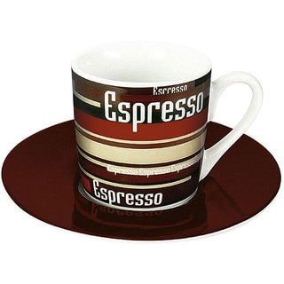 Konitz Espressos Coffee Stripes Cups and Saucers (Set of 4)