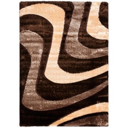 Safavieh Miami Shag Abstract Silken-Embossed Brown/ Beige Shag Rug (5'3 x 7'6)
