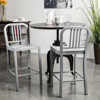 Silver Metal Counter Stools (Set of 2)