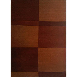 Hand-tufted Block Brown Wool Rug (8' x 11')