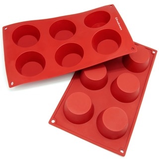 Freshware 6-cavity Cheesecake/ Pudding/ Muffin Silicone Mold/ Baking Pans (Pack of 2)