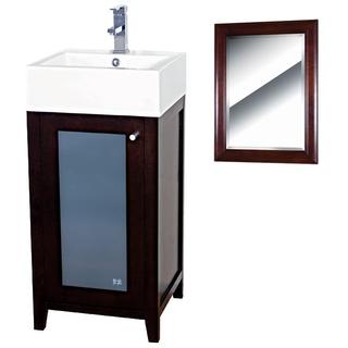 Fine Fixtures Mezquite Wood White/ Walnut Bathroom Vanity and Mirror