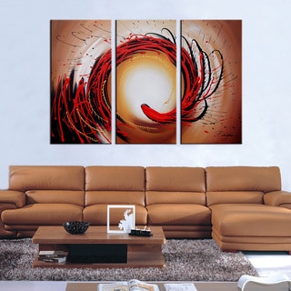 Hand Painted 'Abstract-349' Oil Paint 3-piece Canvas Art Set