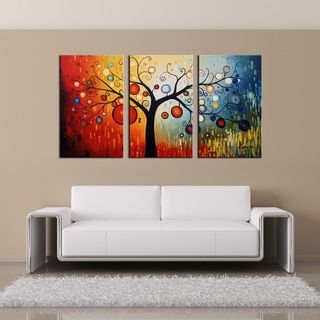 'Life Tree V' Oil Paint 3-piece Hand Painted Canvas Art Set