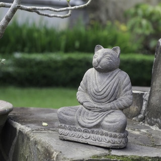Volcanic Ash Stone-washed Cat Namaste Statue (Indonesia)