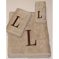 Avanti Brown Block 'L' Monogram 3-piece Towel Set