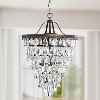 Conical 4-light Antique Brass Crystal Chandelier
